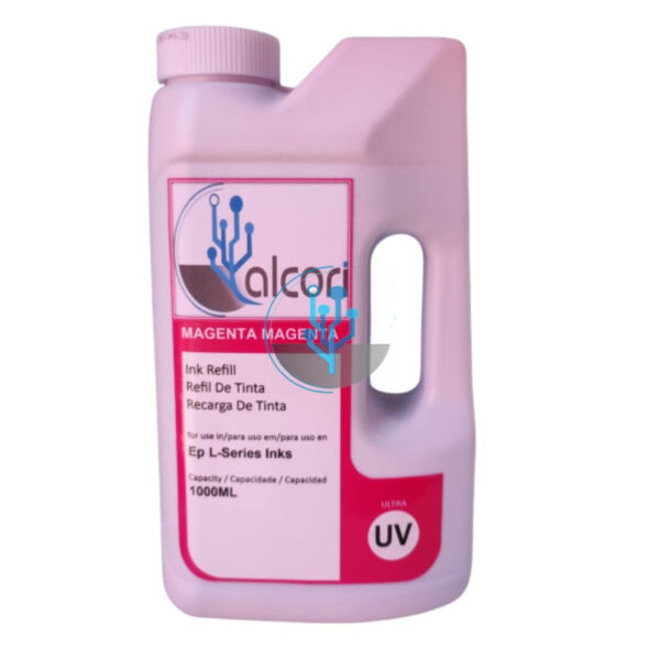 Botella de Tinta UV 1 Litro Magenta para Recarga de Ciss