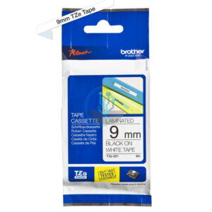 Cinta Brother tze-221 Black on White 3/8" (9mm)
