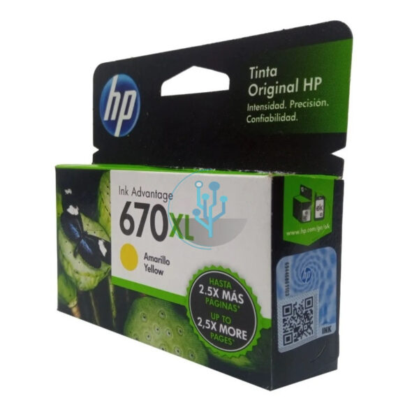 Tinta HP CZ120AL (670xl) Yellow 750pag. - Imagen 2